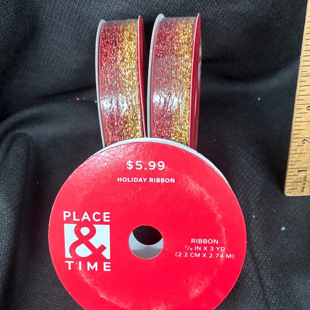 Red and Gold glitter ribbon